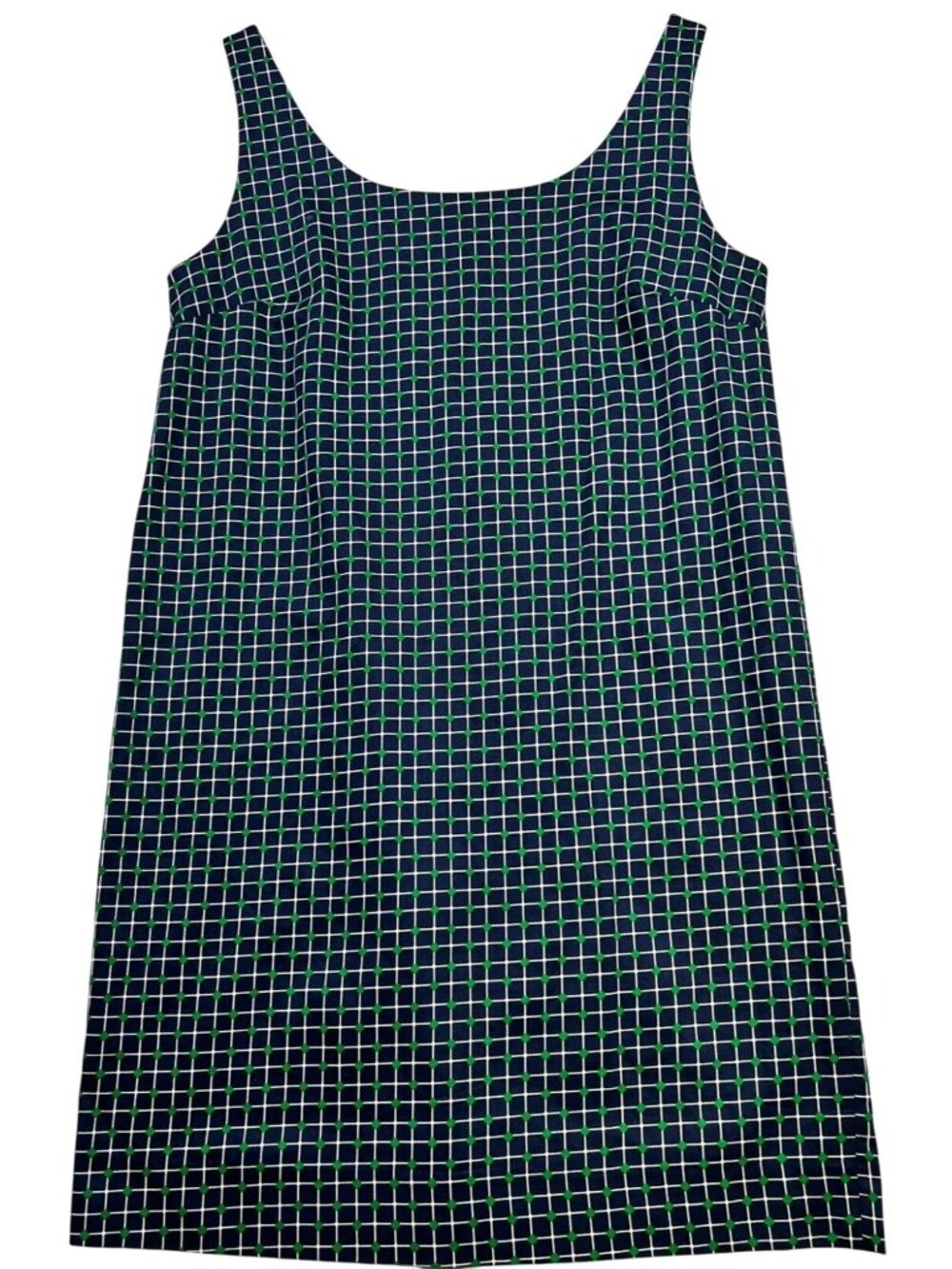 Joe Fresh Women's Mini Shift Dress Sleeveless Size S Navy Green White Grid Print